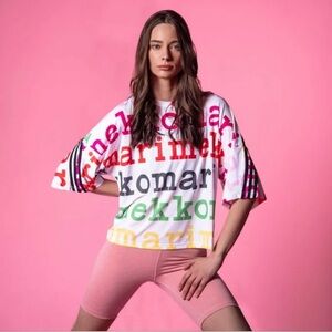 MARIMEKKO X Adidas logo loose fit cropped boxy tshirt medium